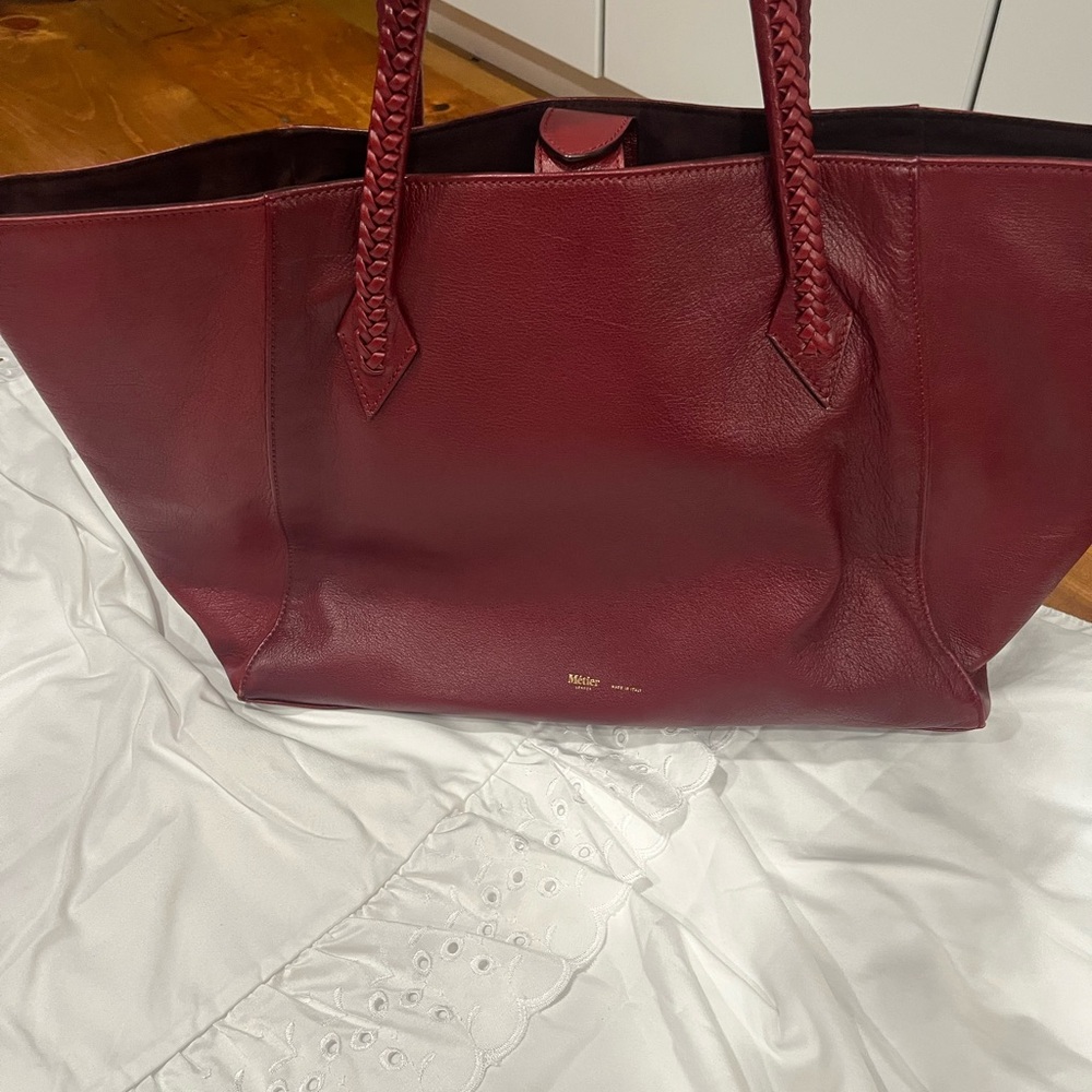Metier London Burgundy Leather Tote Bag